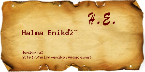 Halma Enikő névjegykártya